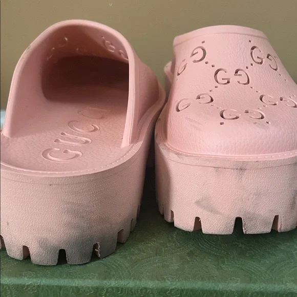 Gucci Blush Pink Perforated Clogs - Picture 4 of 6